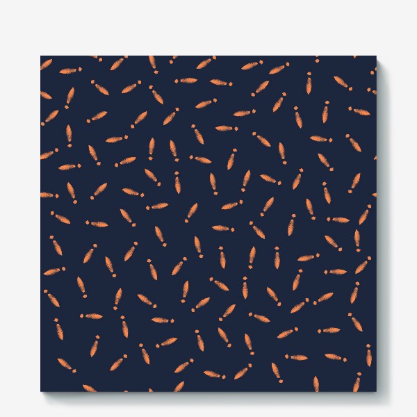 Холст «Оранжевые абстрактные кегли на синем фоне»
