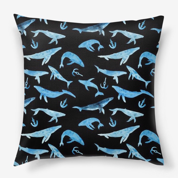 Подушка «Watercolor whales»