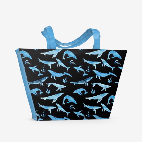 Пляжная сумка «Watercolor whales»
