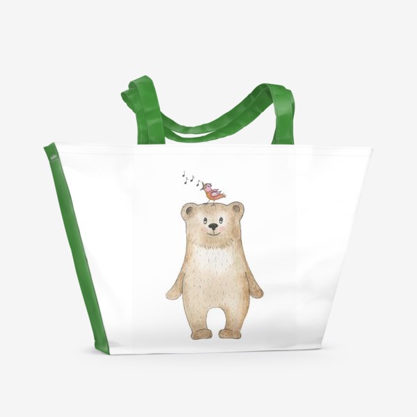 Пляжная сумка «Медведь и певчая птица»