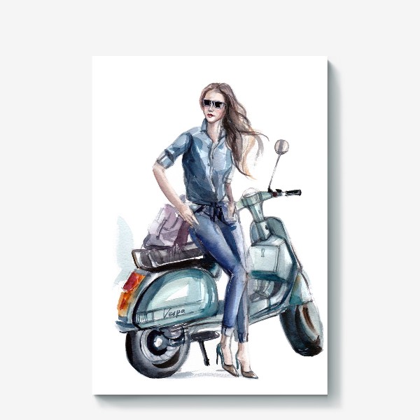 Холст «Девушка на скутере»