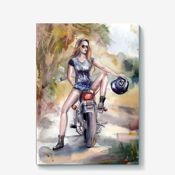Холст «Мотоцикл и девушка»