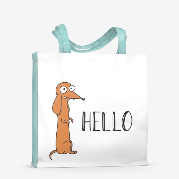 Сумка-шоппер «Забавная собака говорит "Привет"»
