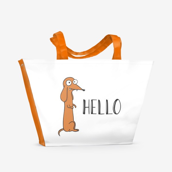 Пляжная сумка «Забавная собака говорит "Привет"»
