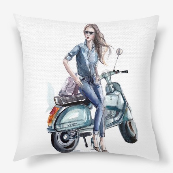 Подушка «Девушка на скутере»