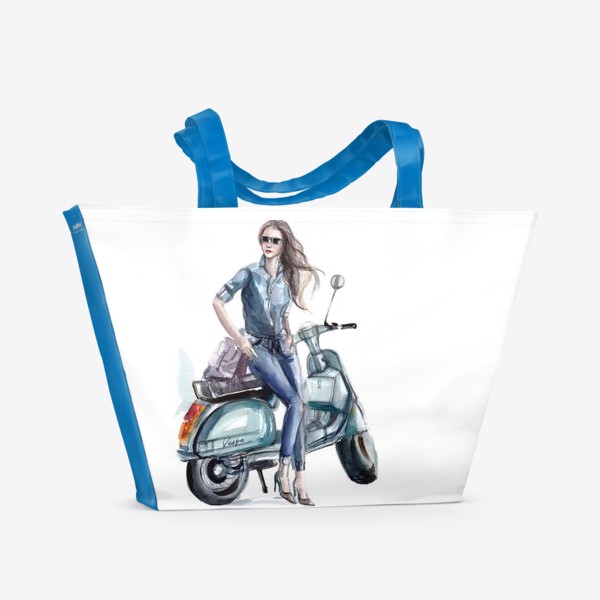 Пляжная сумка «Девушка на скутере»