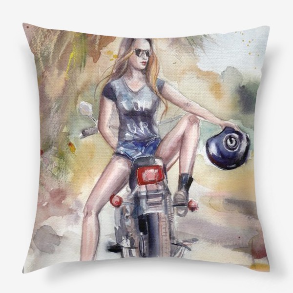 Подушка «Мотоцикл и девушка»