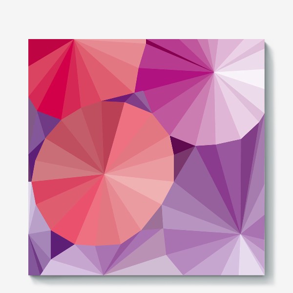 Холст &laquo;Объемные  фиолетовые и розовые зонтики в стиле Low Poly&raquo;