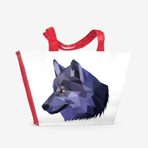 Пляжная сумка &laquo;Волк в стиле low-poly&raquo;