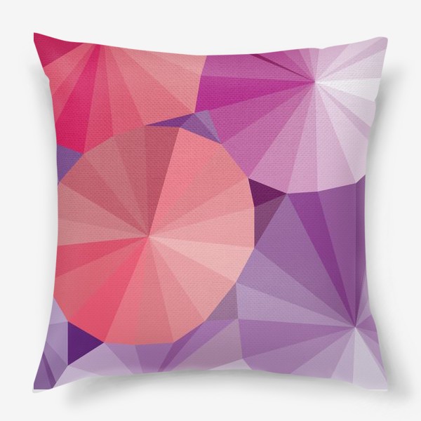Подушка «Объемные  фиолетовые и розовые зонтики в стиле Low Poly»
