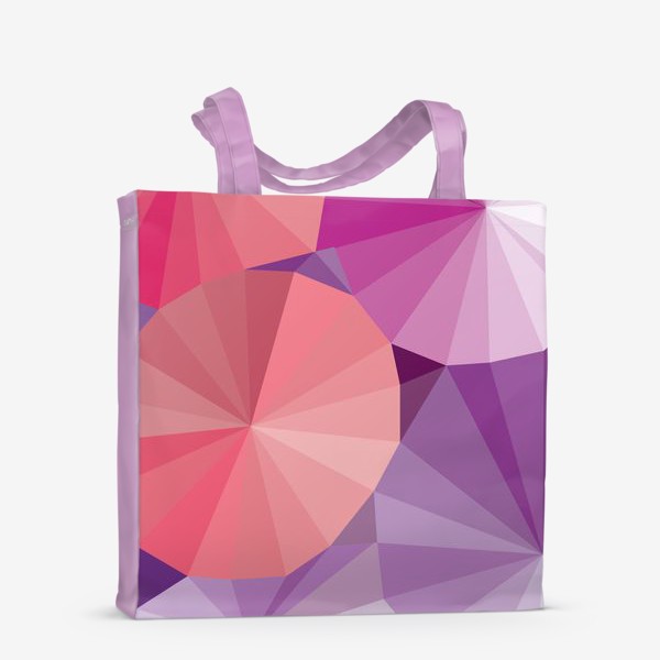 Сумка-шоппер &laquo;Объемные  фиолетовые и розовые зонтики в стиле Low Poly&raquo;