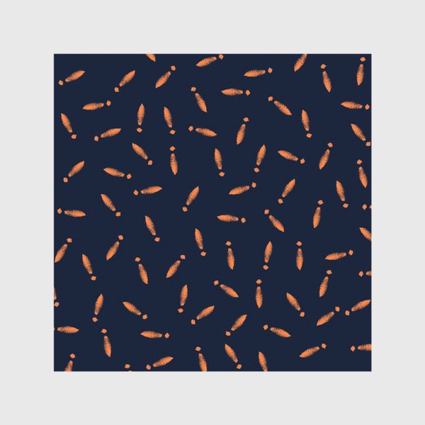 Шторы «Оранжевые абстрактные кегли на синем фоне»