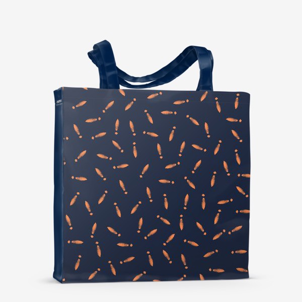 Сумка-шоппер &laquo;Оранжевые абстрактные кегли на синем фоне&raquo;