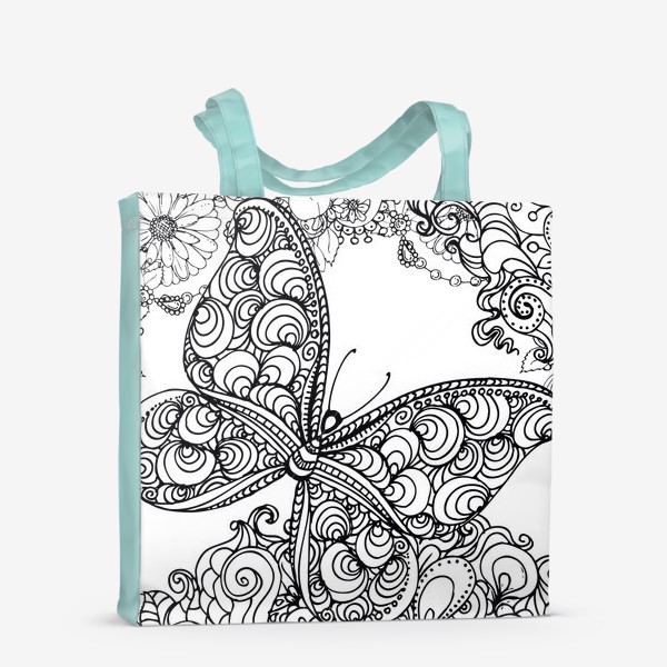 Сумка-шоппер «бабочка и цветы»