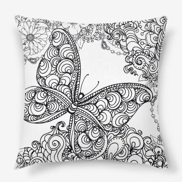 Подушка «бабочка и цветы»