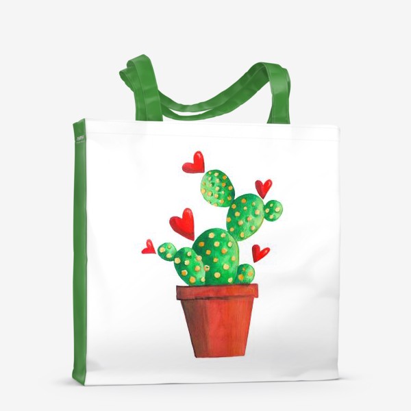 Сумка-шоппер «кактус  с сердечками»