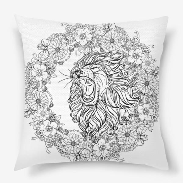 Подушка «лев и цветы»