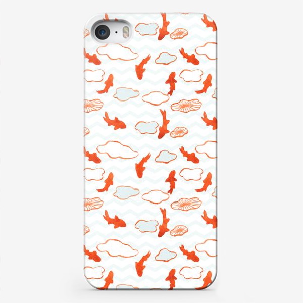 Чехол iPhone «Золотые рыбки среди волн»