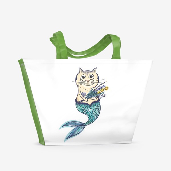 Пляжная сумка «Кошка-русалка»