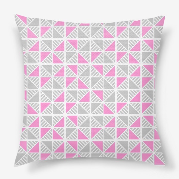 Подушка «Серые и розовые треугольники»