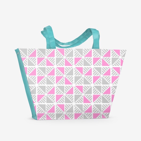 Пляжная сумка &laquo;Серые и розовые треугольники&raquo;