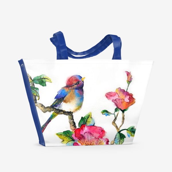 Пляжная сумка «Птичка на ветке»