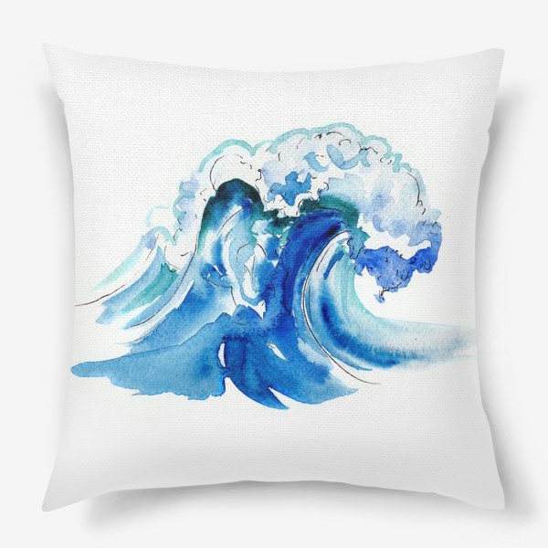 Подушка «акварель волна»