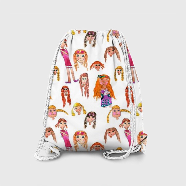 Рюкзак «Паттерн с девушками, рисунок в детском стиле»