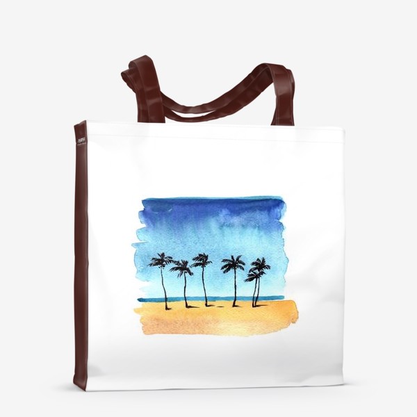 Сумка-шоппер &laquo;акварель пляж с пальмами&raquo;