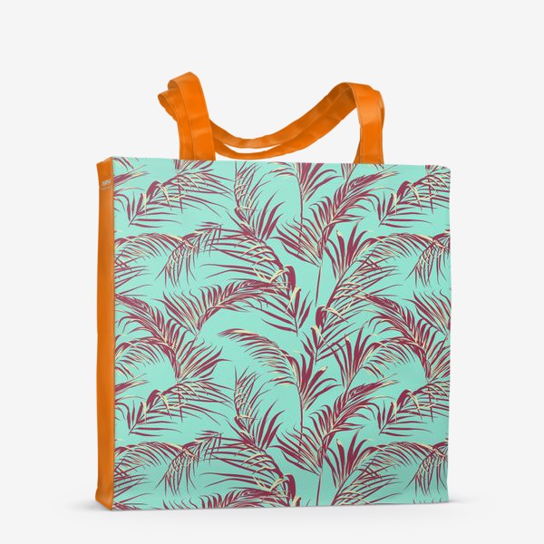 Сумка-шоппер «пальмовые листья на бирюзовом»
