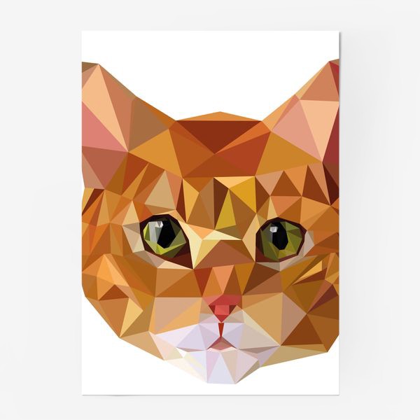 Постер «Рыжий кот в стиле Low Poly»
