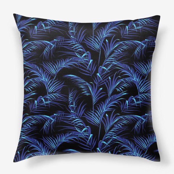 Подушка «пальмовые листья на черном»