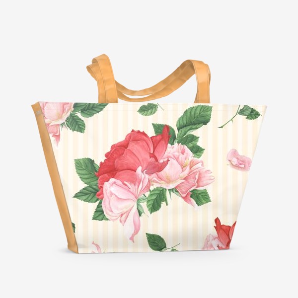 Пляжная сумка «Розовые на розы на кремовом фоне»