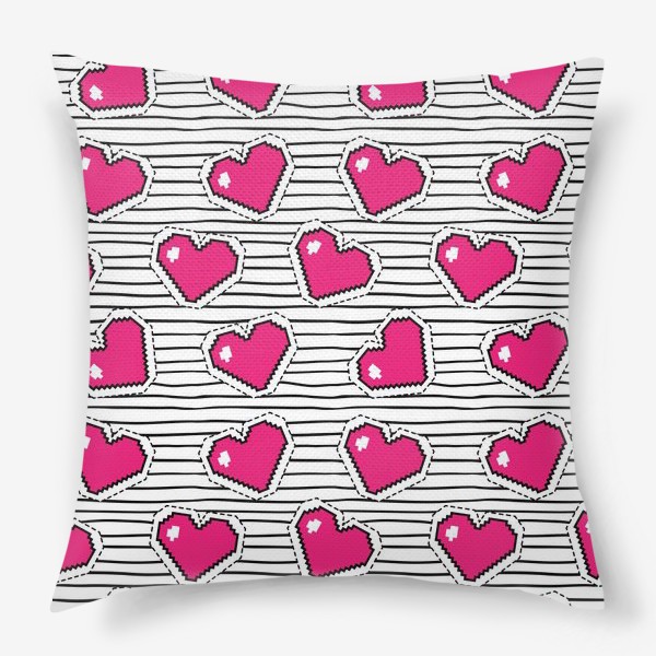 Подушка «Пиксельные розовые сердечки»