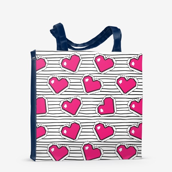 Сумка-шоппер «Пиксельные розовые сердечки»