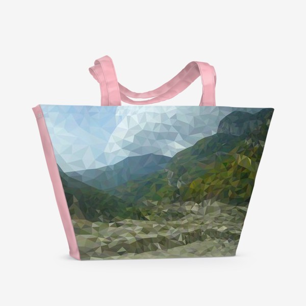 Пляжная сумка &laquo;Горный пейзаж в полигональной технике Low Poly&raquo;