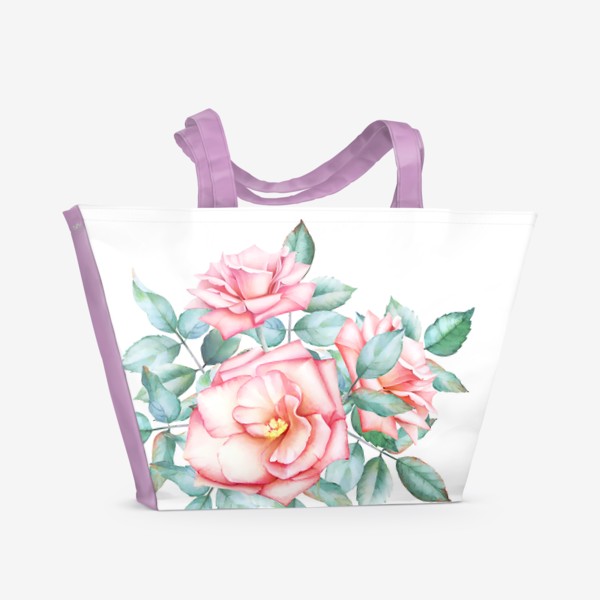 Пляжная сумка «Букет чайных роз»