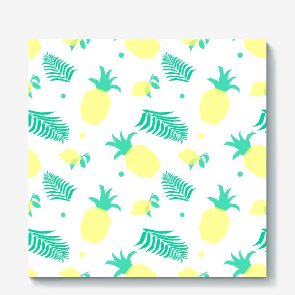 Холст «Тропический ананас и лимон»
