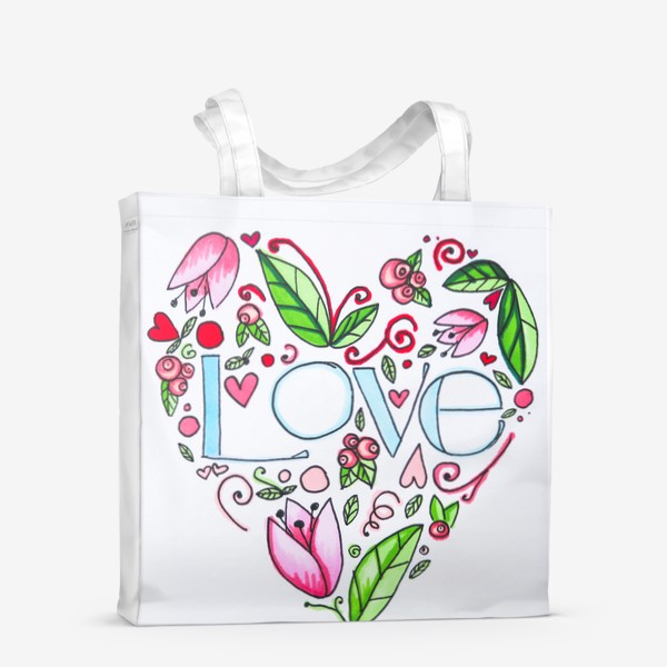 Сумка-шоппер «Любовь, листики и цветочки»