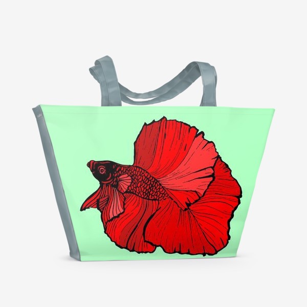 Пляжная сумка «Красная рыба-петух»