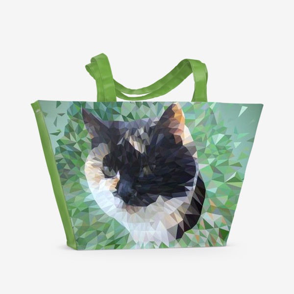 Пляжная сумка &laquo;Кошка в полигональной технике&raquo;