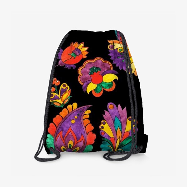Рюкзак «Яркие цветы на черном»