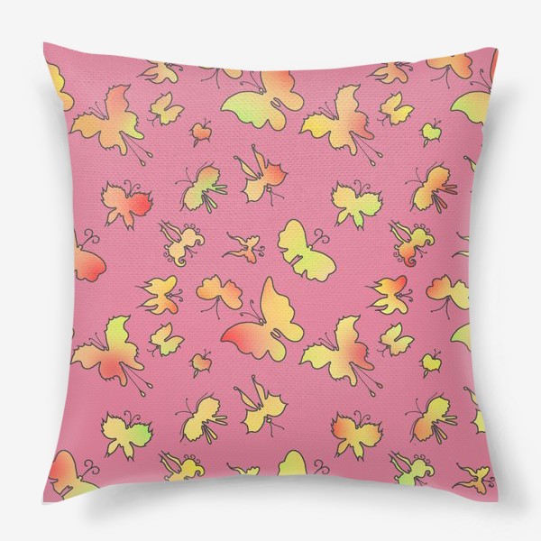 Подушка «Бабочки на розовом»