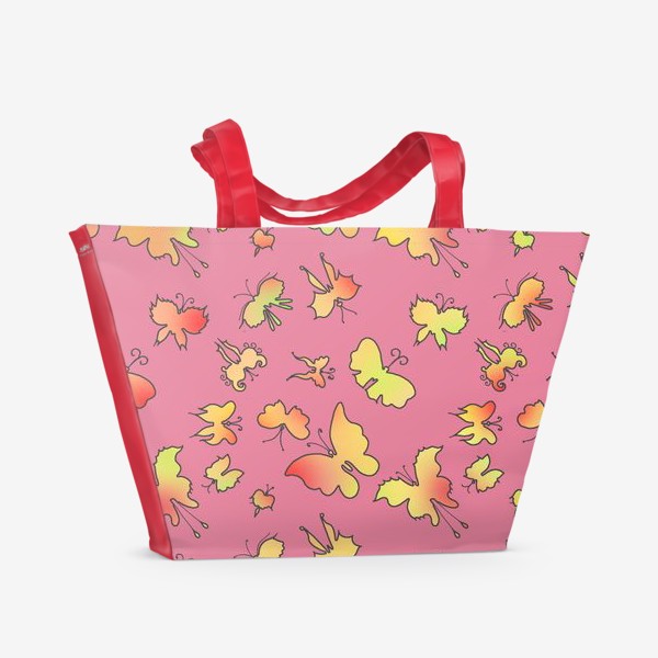 Пляжная сумка &laquo;Бабочки на розовом&raquo;