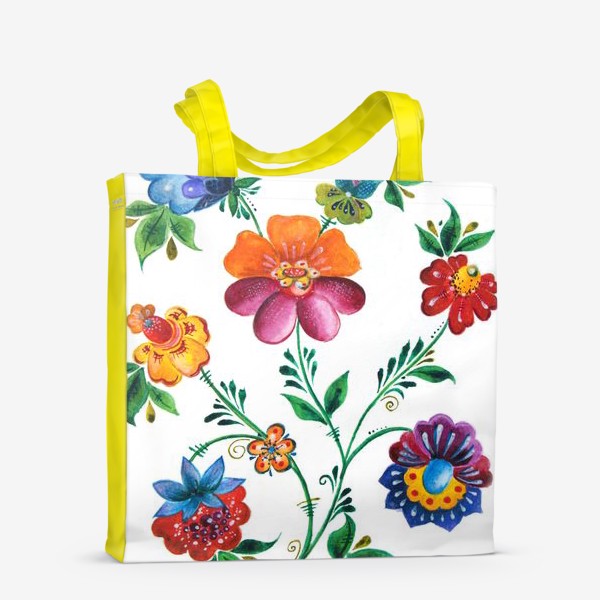 Сумка-шоппер «Цветы в русском-народном стиле»