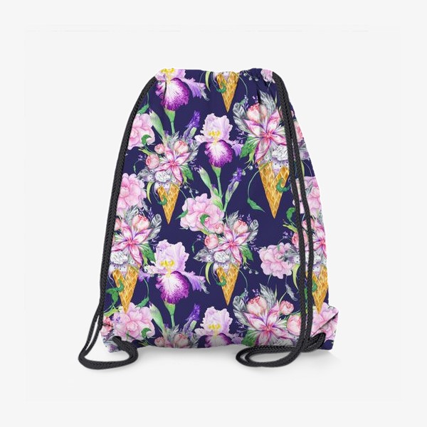 Рюкзак «Паттерн с мороженым, цветами и перьями»