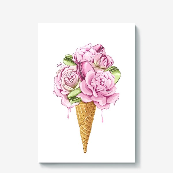 Холст «сладкое цветочное мороженое»