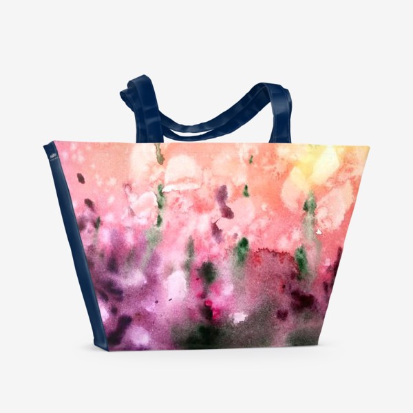 Пляжная сумка «Цветы в поле, акварельные брызги»