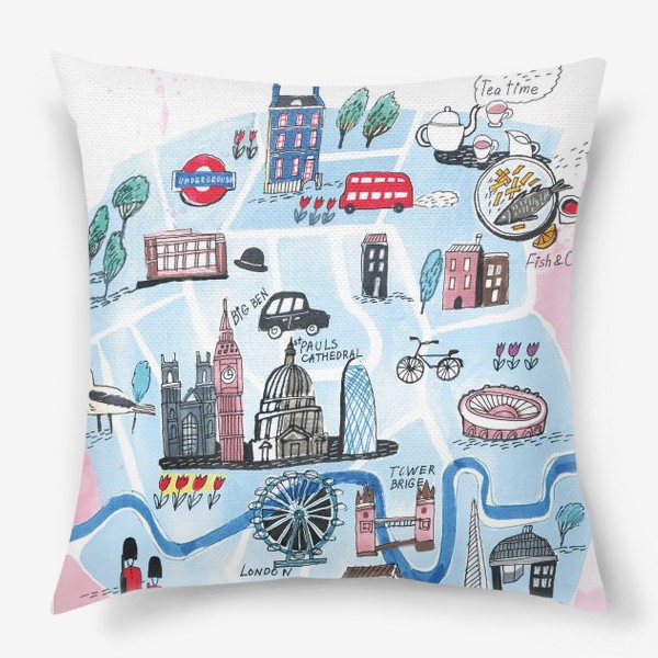 Подушка «Карта Лондона»