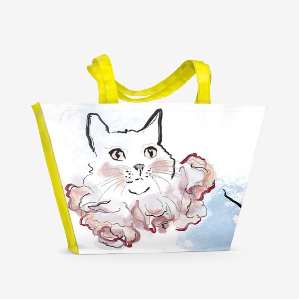 Пляжная сумка &laquo;Акварельная кошка&raquo;